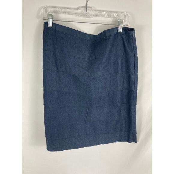 Larry Levine Stretch Tiered Denim Skirt Size 12 - Picture 1 of 3